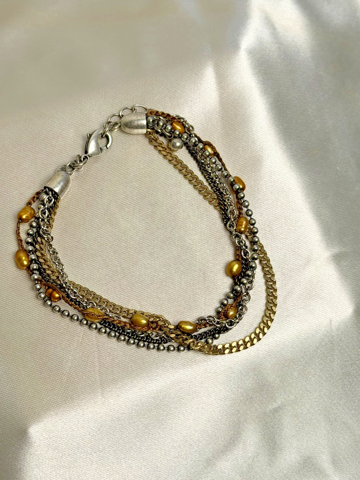 Vintage Premier Designs Mixed Metal Multi-Strand Bracelet – 7”–8.5” Adjustable