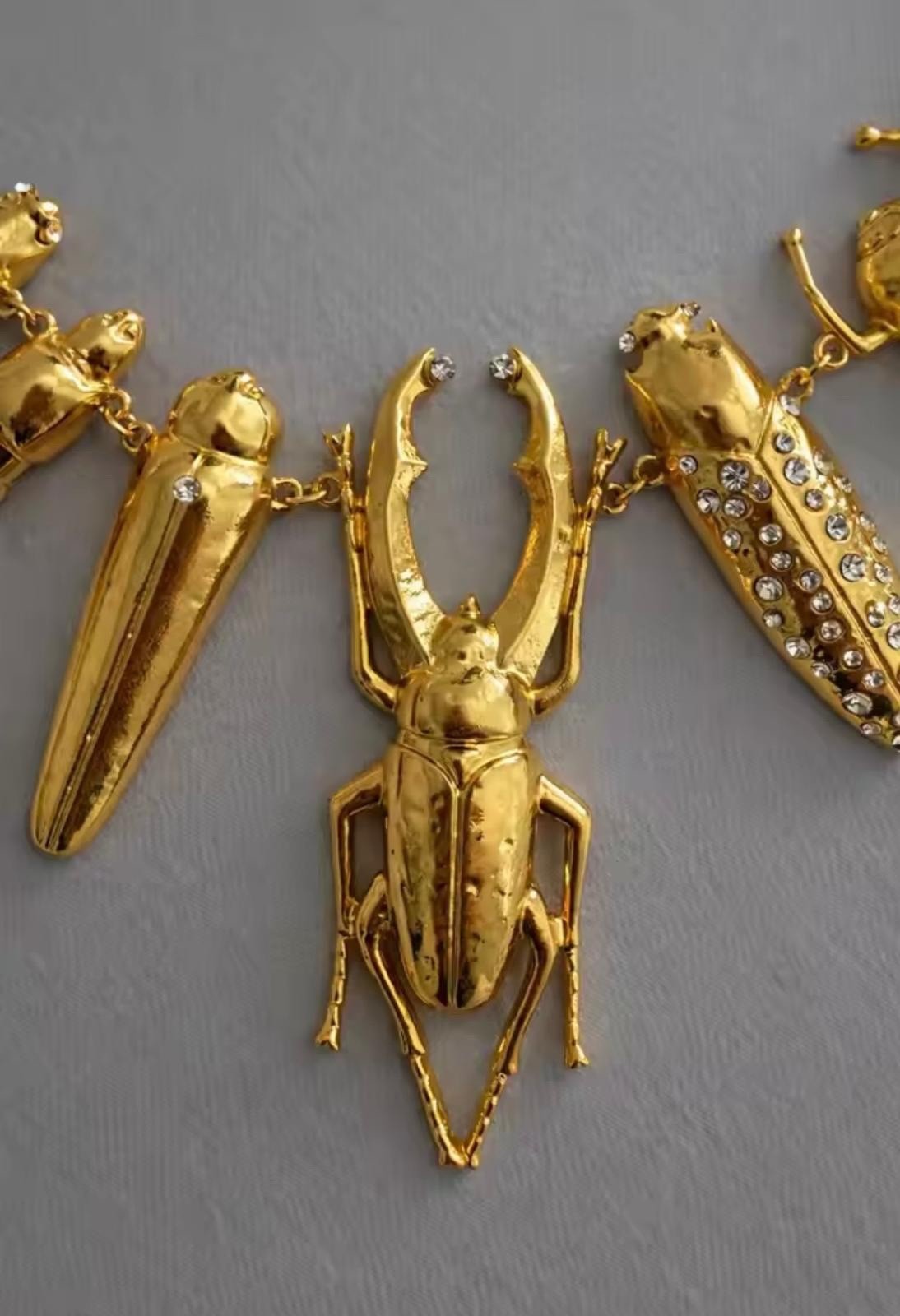 Surrealist Beetle Pendant Statement Necklace Wearable Art Jewelry
