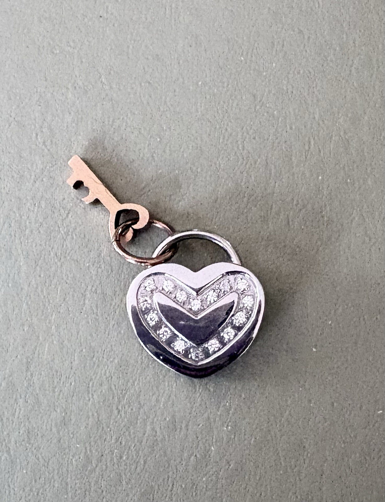 Heart and Key Charm Chisel Stainless Steel