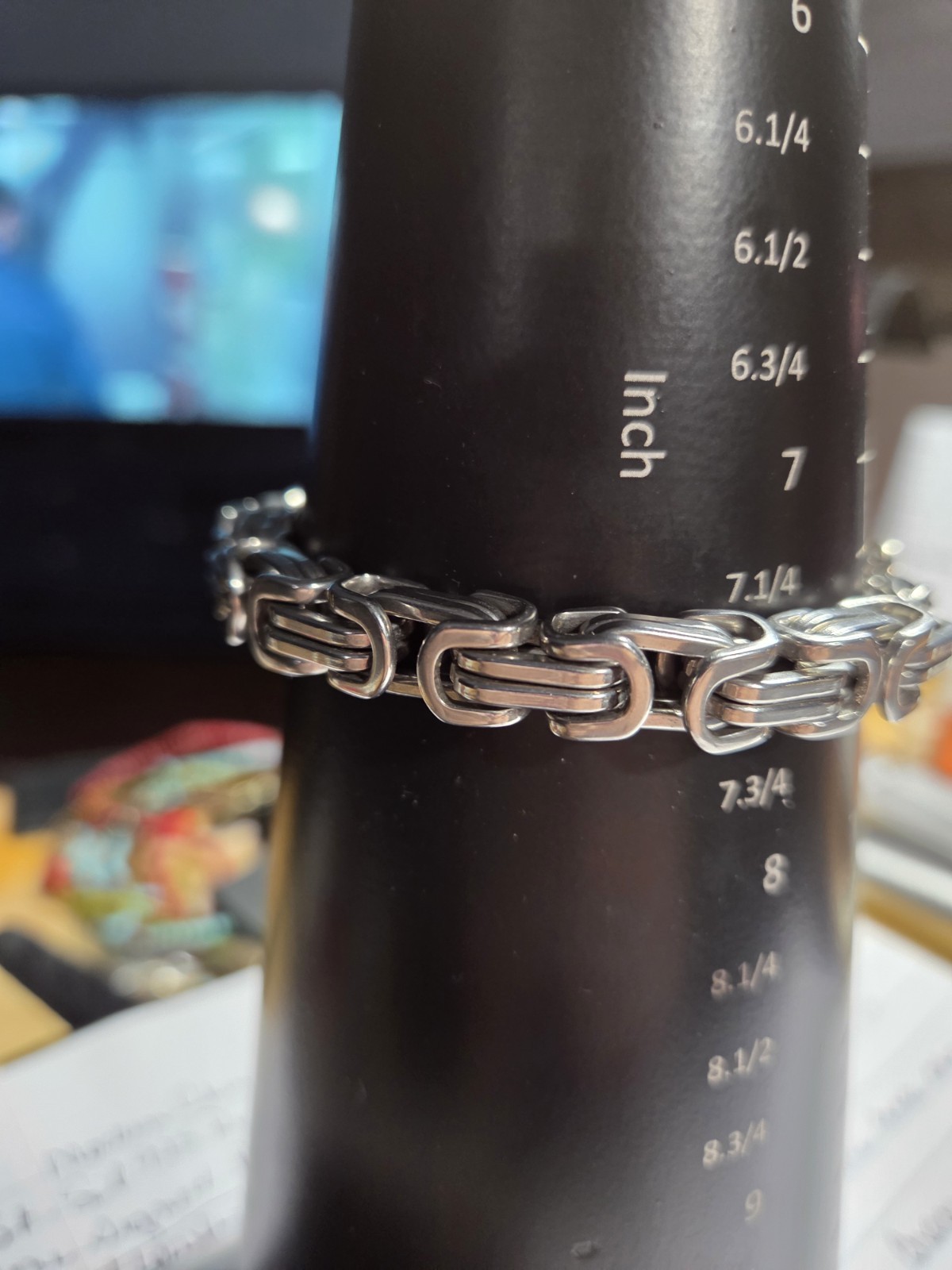 Heavy Silver Tone Byzantine Box Link Bracelet 7.5″ 46g Chunky Statement