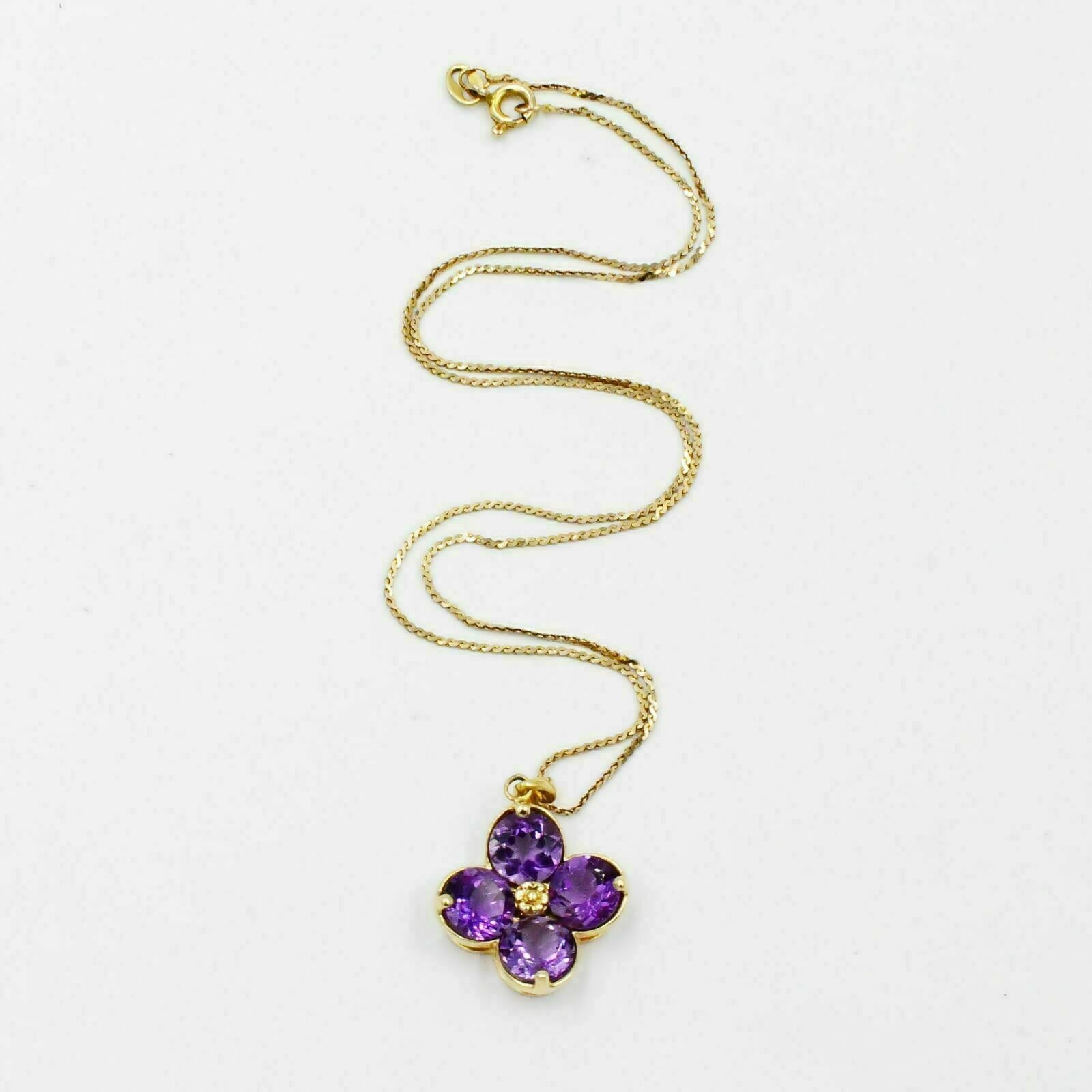 2.2Ct Round Cut Lab Created Purple Amethyst Flower Pendant14K Yellow Gold Plated