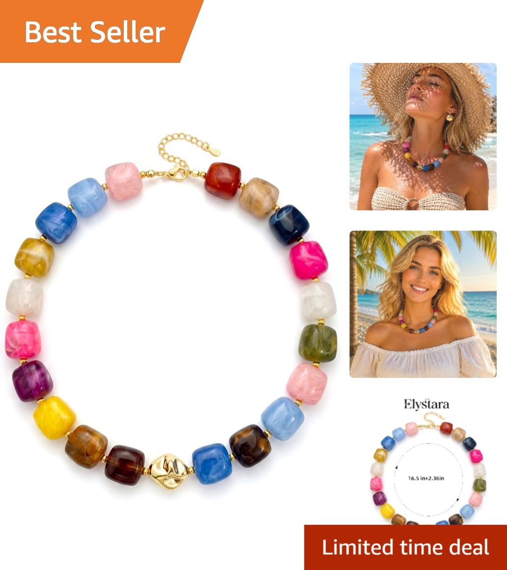 Adjustable Colorful Beaded Choker Necklace – Trendy Women’s Summer Jewelry