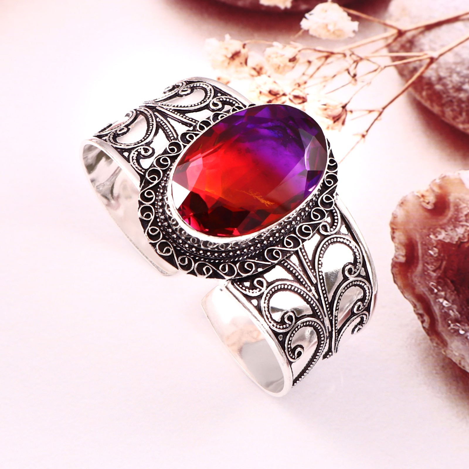 Handmade Ametrine Sterling Silver Cuff Bracelet