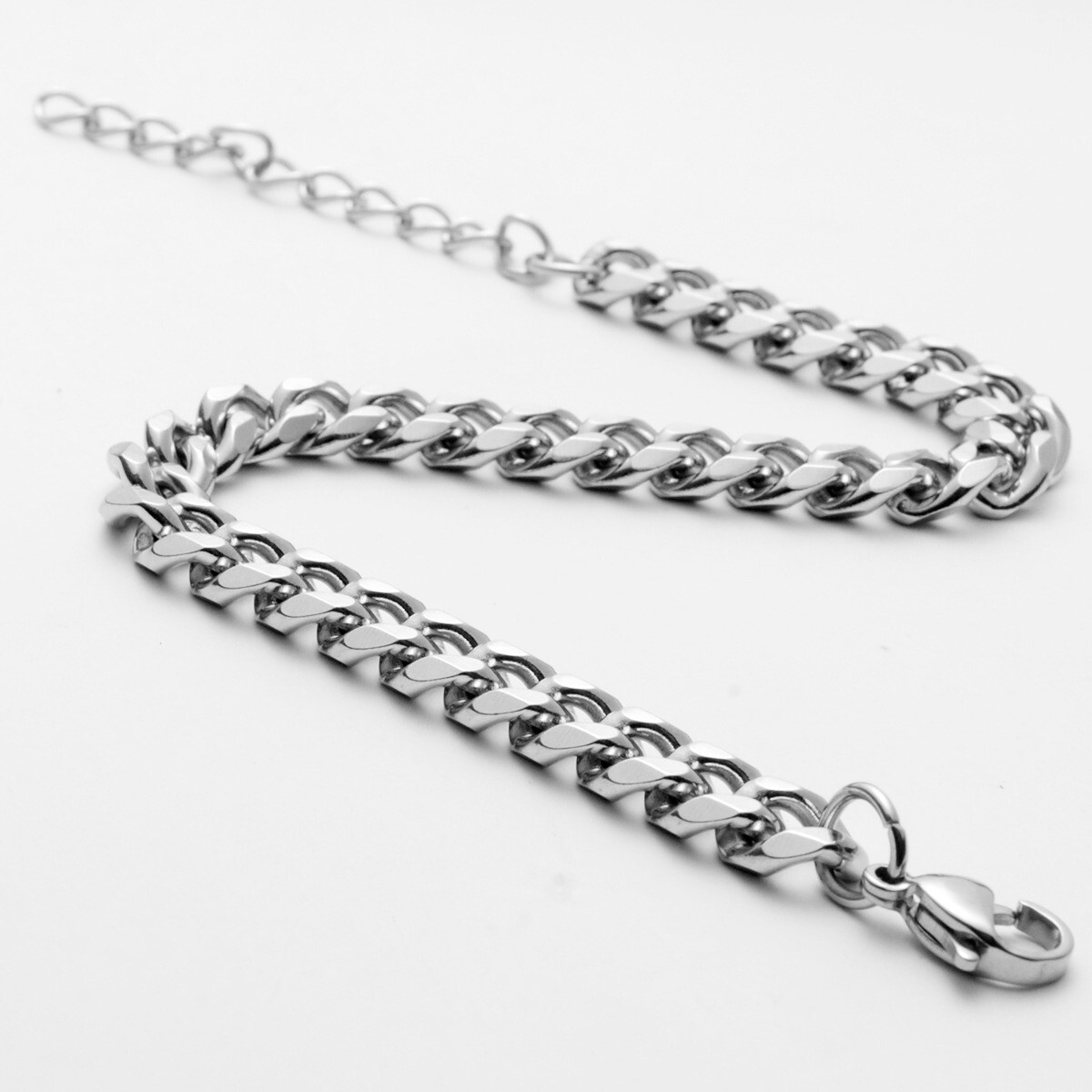 5-7mm 316L Stainless Steel Solid Curb Link Chain Bracelet Men’s Women’s 7″ 8″ 9″