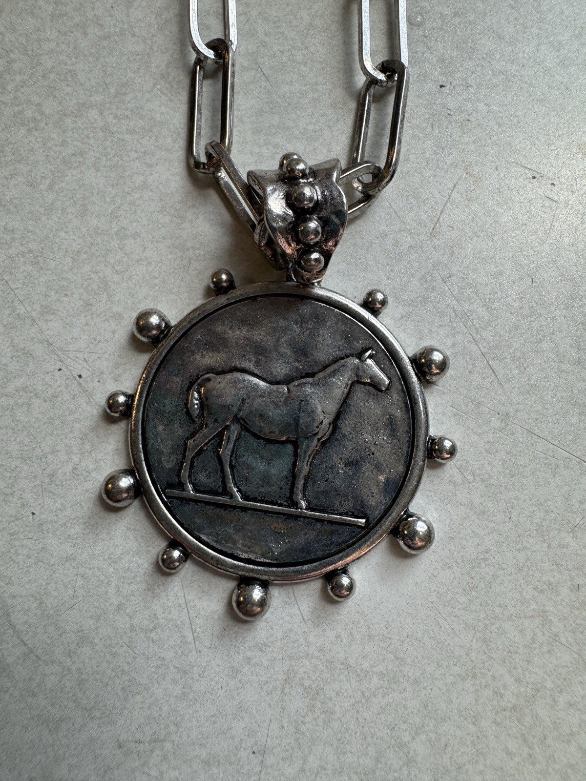 Fidelity Horse Coin Silver Paperclip Necklace NEW **READ DESCRIPTION**