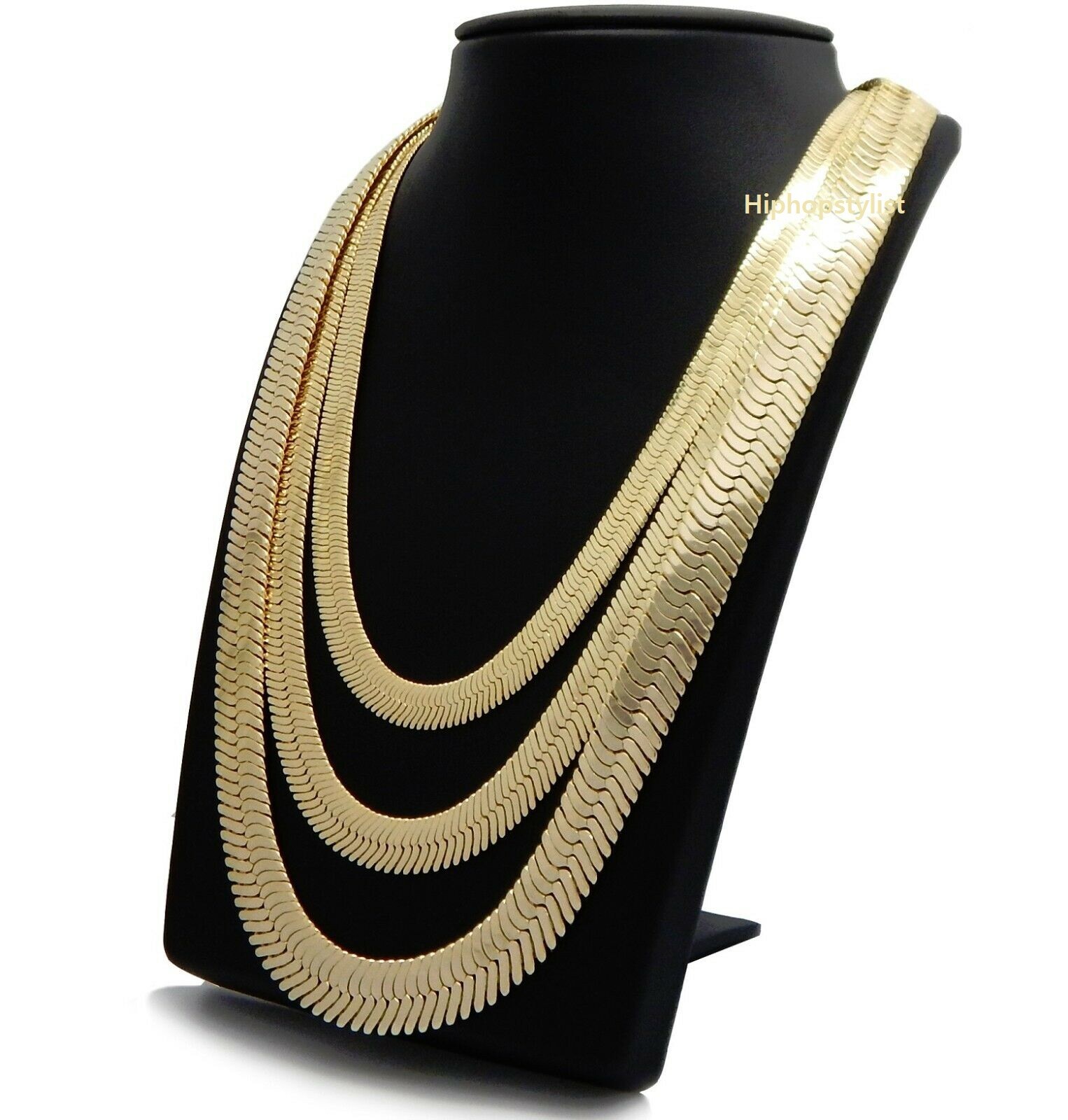 Herringbone Chain 14K Gold Plated 9mm 11mm 14mm 8″ 18″ 20″ 24″ 30″ Necklace