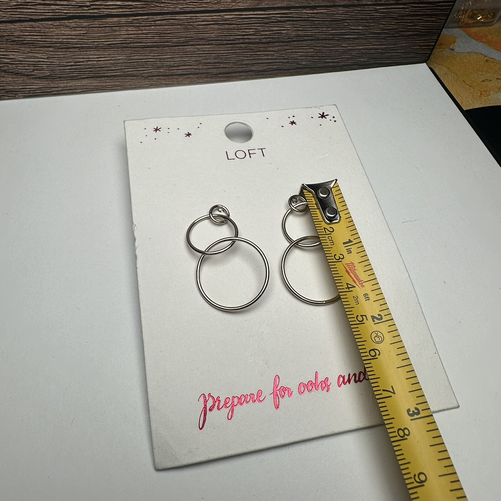 LOFT Circle Loop Dangle Drop Pierced Earrings NWT