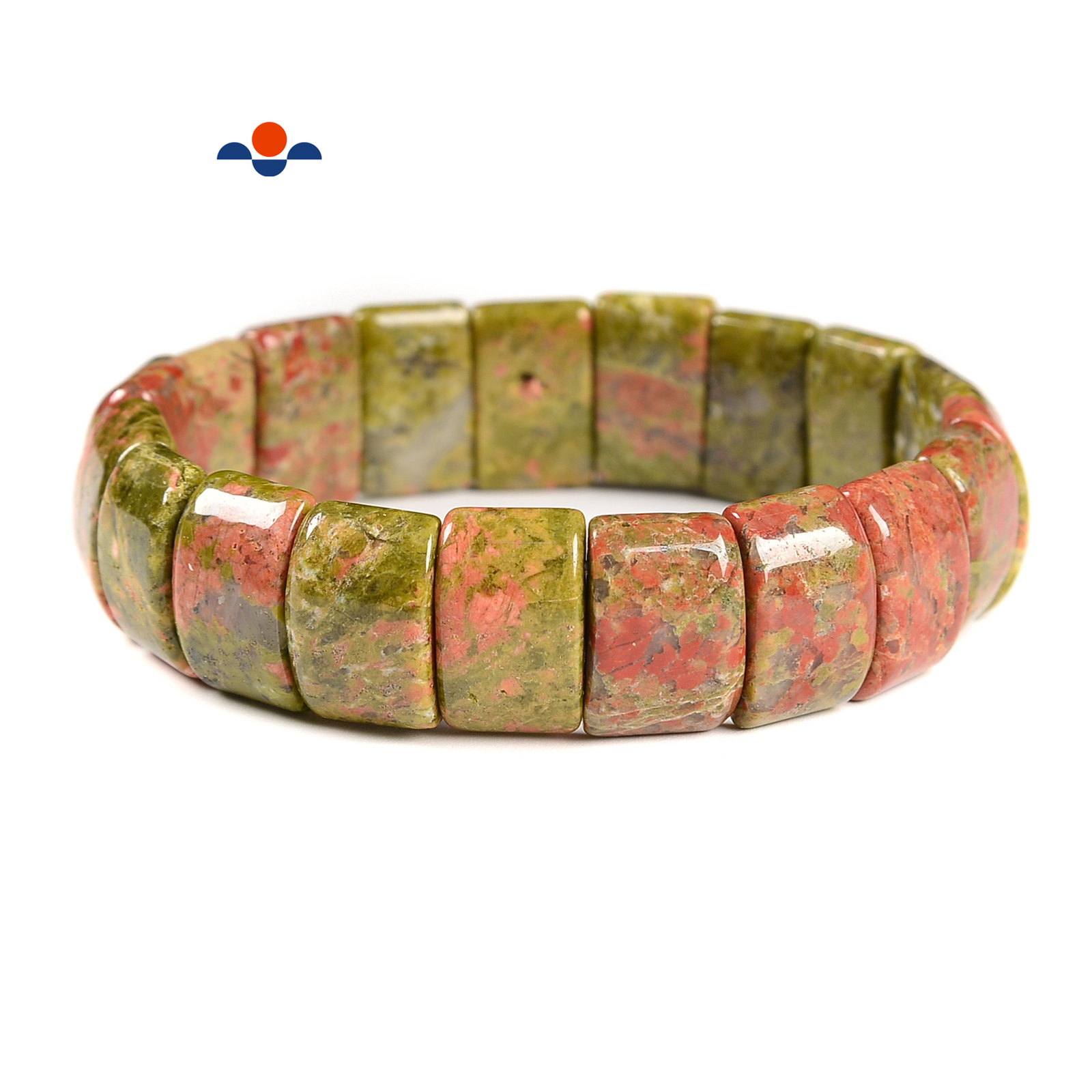 Unakite Double Drill Bracelet Size Approx 11x15mm Length 7.5″ (11x15mm)