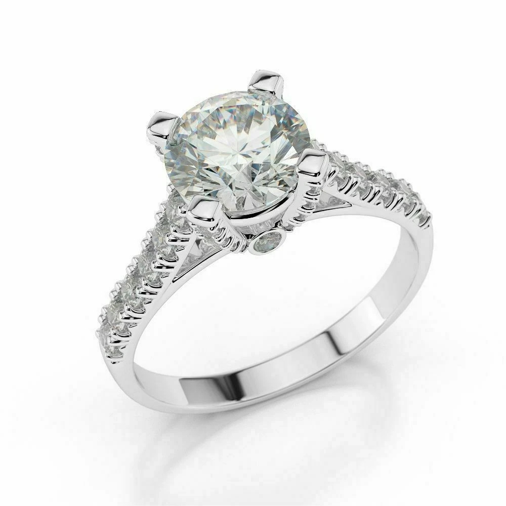 2.2 Ct Round Simulated Diamond 925 Sterling Silver Cluster Wedding Ring