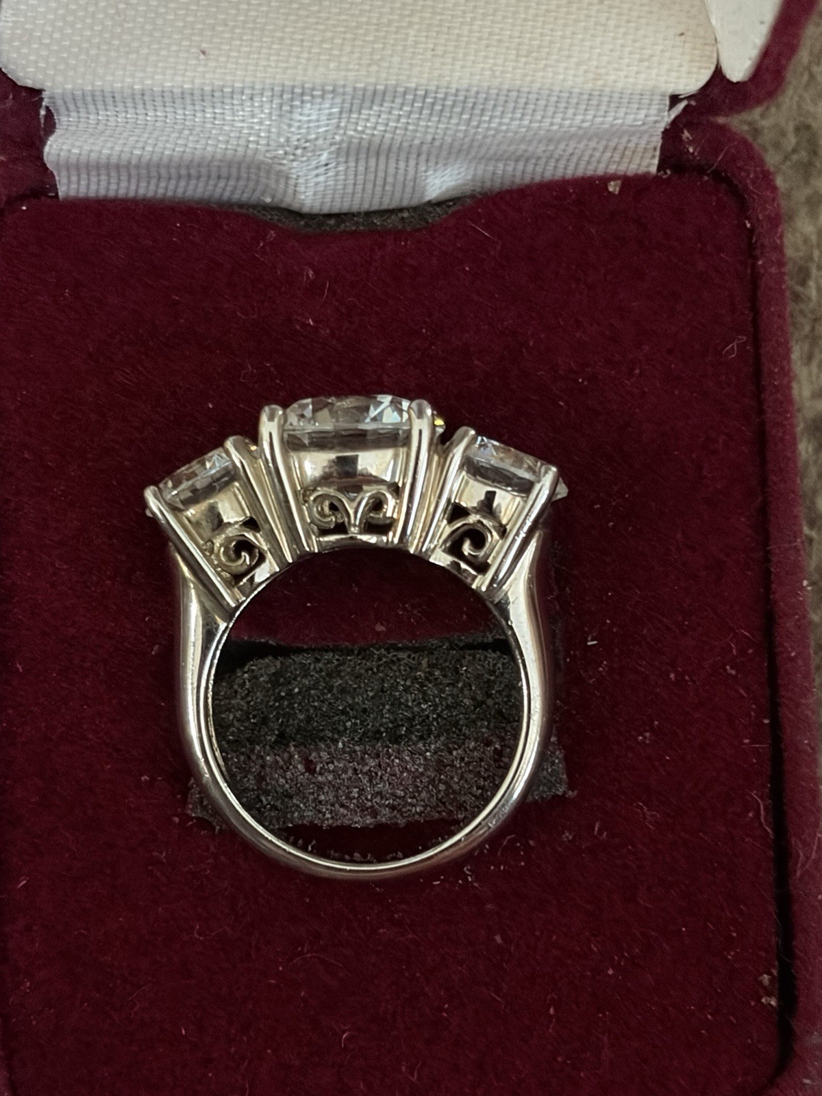 Sterling Three Stone Cocktail Ring Size 6