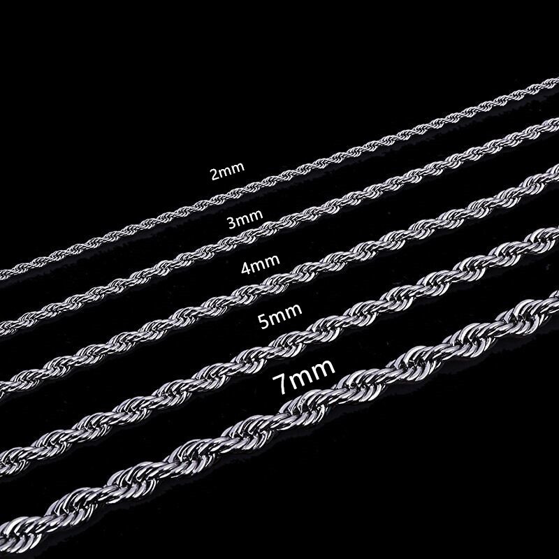 USA Stock 4mm 316L Stainless Steel Women Men Rope Chains Necklaces 18-26”