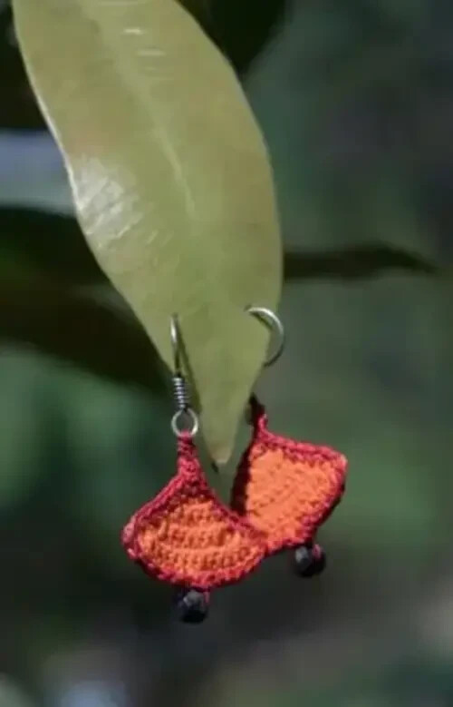 Boho Handmade Orgnge color Crochet Dangle Drop Colorful Earrings for Women