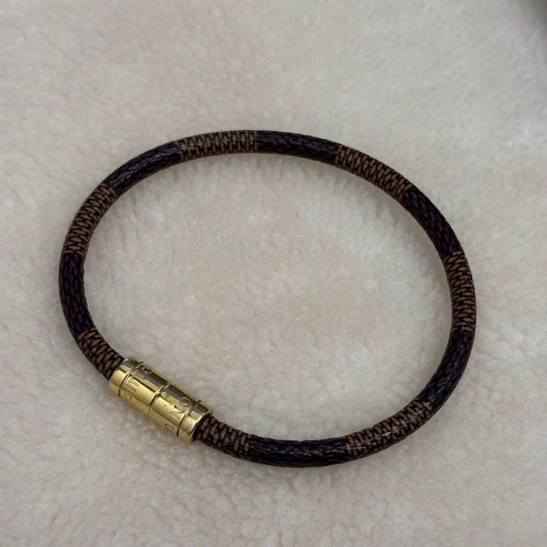 Louis Vuitton Damier Bracelet Keep It With Box Brown Gold Used