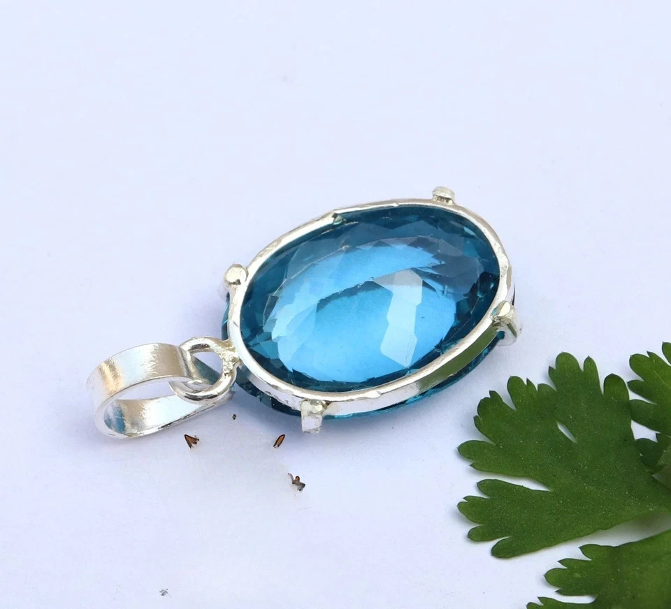 Certified 16.20 Ct Natural Aquamarine Oval Cut 925 Silver Pendant Gemstone