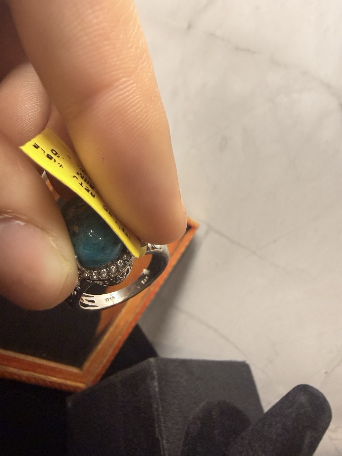925 Sterling Silver Oval Blue Turquoise CZ Halo Cocktail Ring Size 7