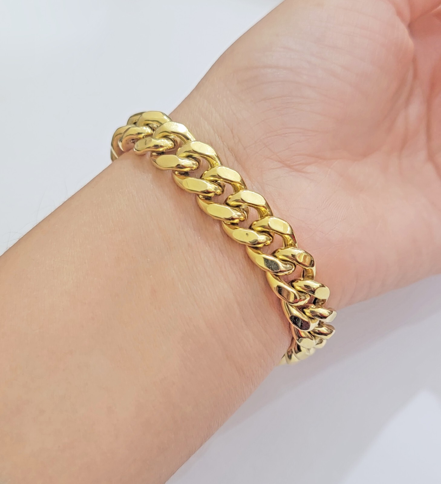 11mm 14k Gold Bracelet Miami Cuban Link 7″- 10 Inch Mens Real 14kt Yellow Gold