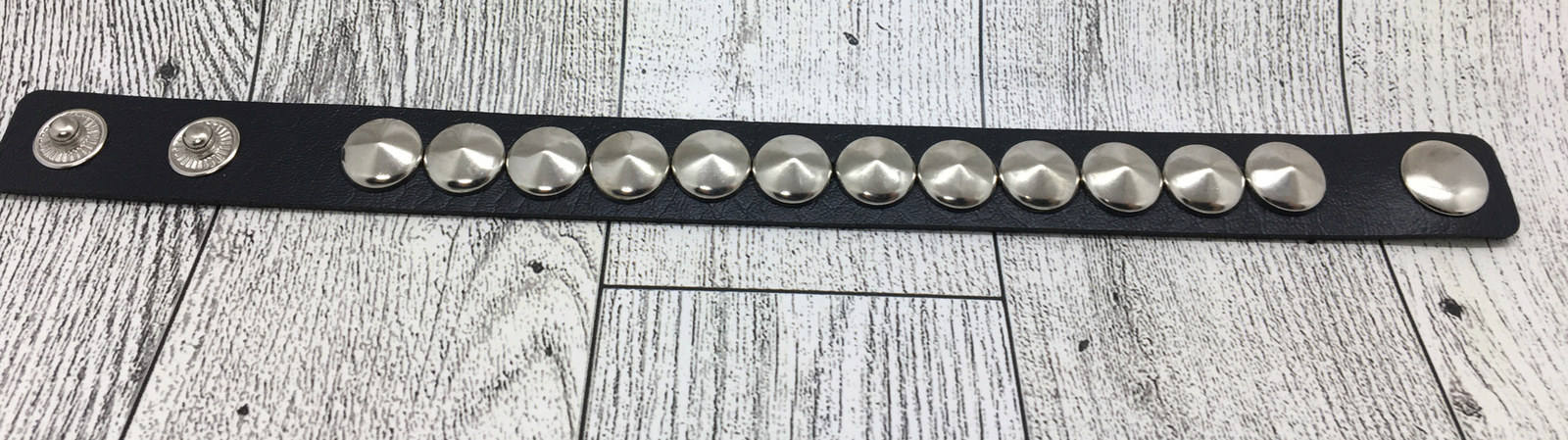 Punk Goth Bracelet Unisex Black Leather Spike Rivet Metal Studded Wrist B8129