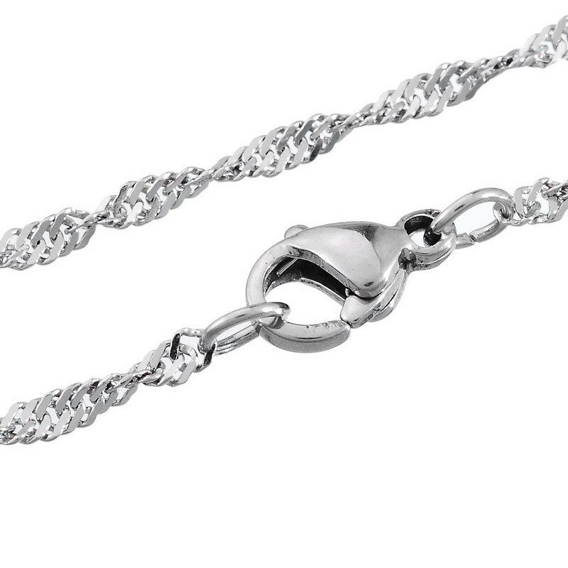 Stainless Steel Water Wave Chain Necklace 55-70 cm length, 2 mm width