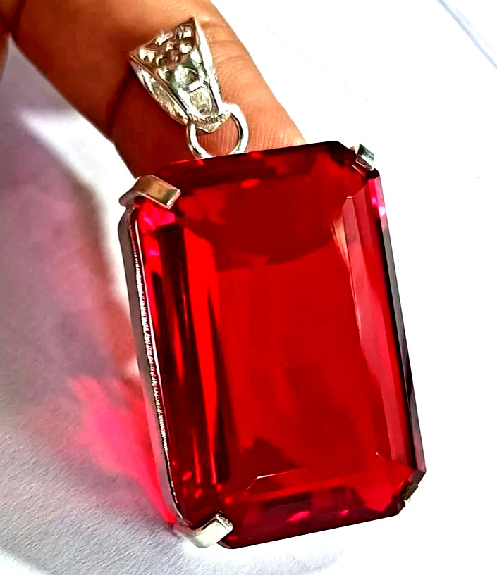 Mozambique Garnet Gemstone Handmade 925 Sterling Silver Jewelry Pendant 2.0″