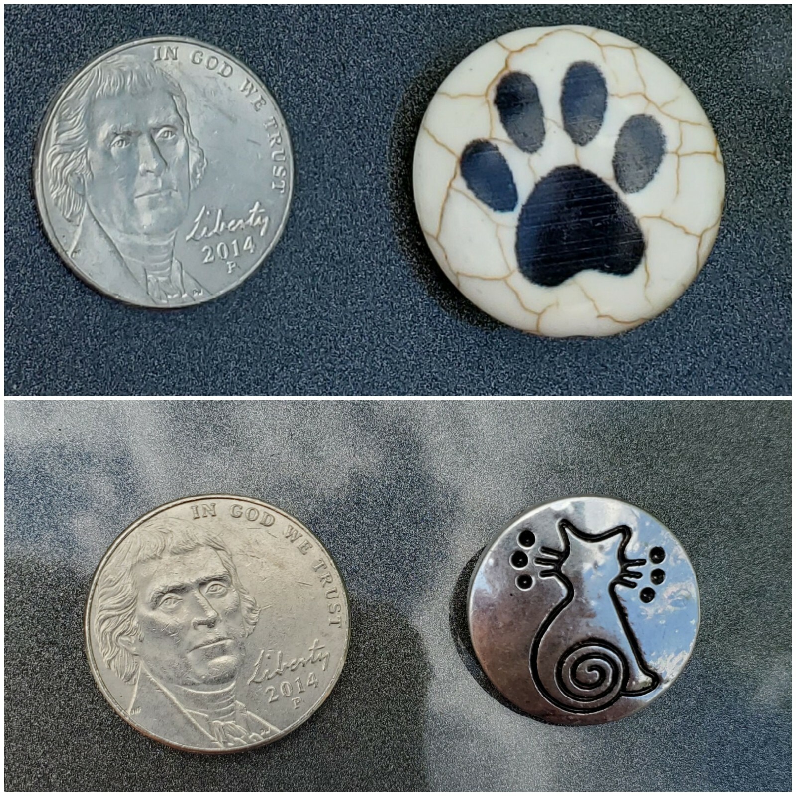 Silver 18mm Lot Of 3 (2 pawprint & cat) 18mm Snap fits ginger snap