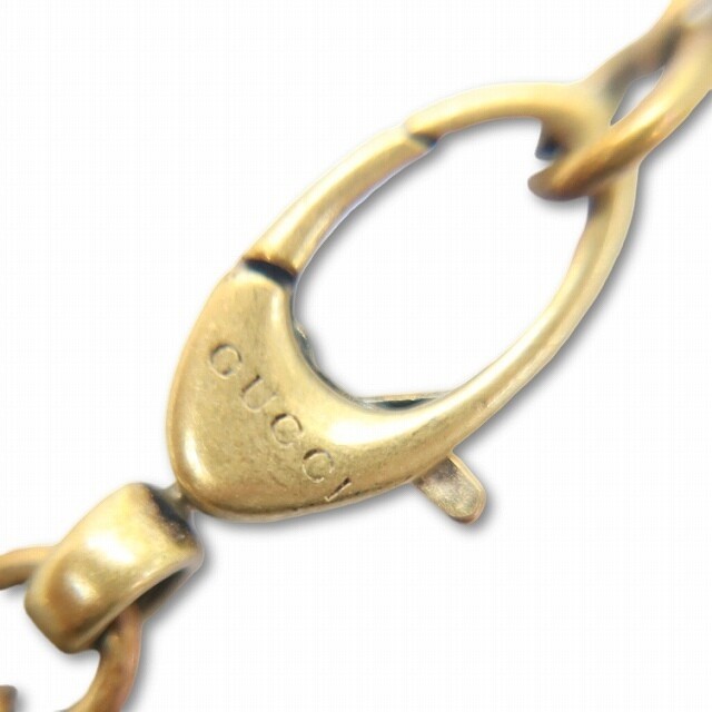 GUCCI Antique Finish Interlocking G Flower Motif Long Necklace Gold Authentic