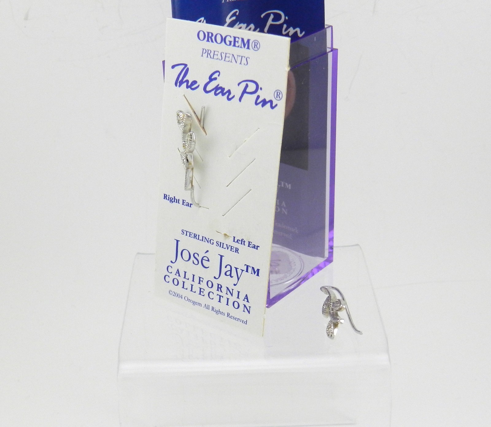 BEAUTIFUL STERLING SILVER CZ VINTAGE VINE EAR PINS JOSE JAY NIB # J365