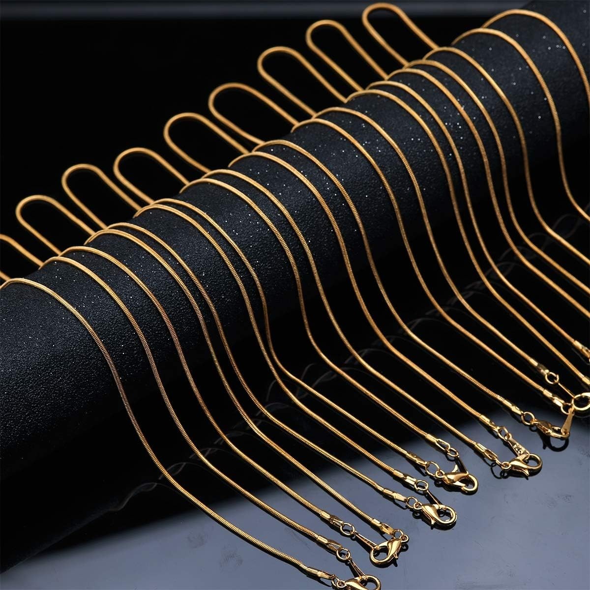 24 Pcs Gold Plated and Silver Plated 1.2 mm Snake Chains Necklace with Lobste…