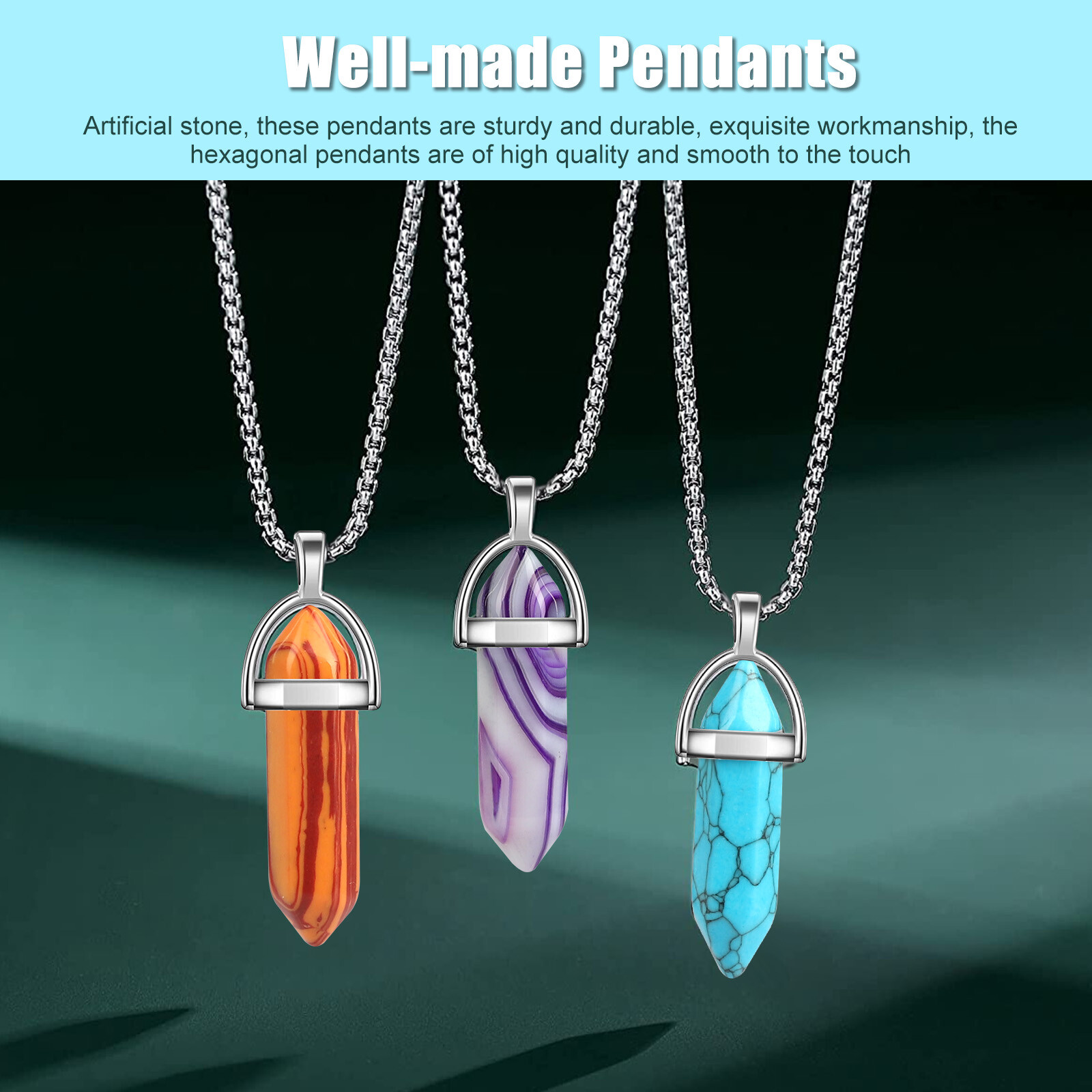 Wholesale! 32PC Quartz Crystal Point Chakra Stone Necklace GEMS Pendant