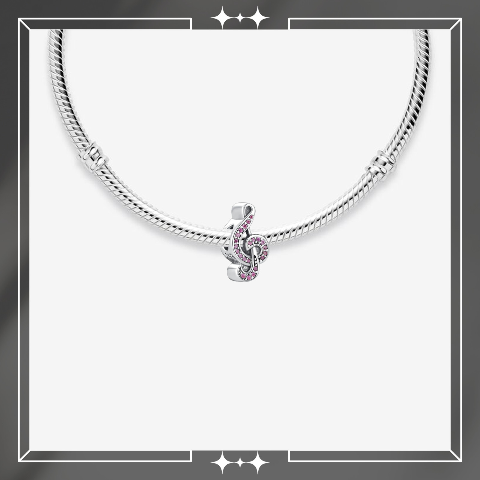 Pink Music Note Charm For Bracelet, Beaded Charm, Music Charm, Note Charm