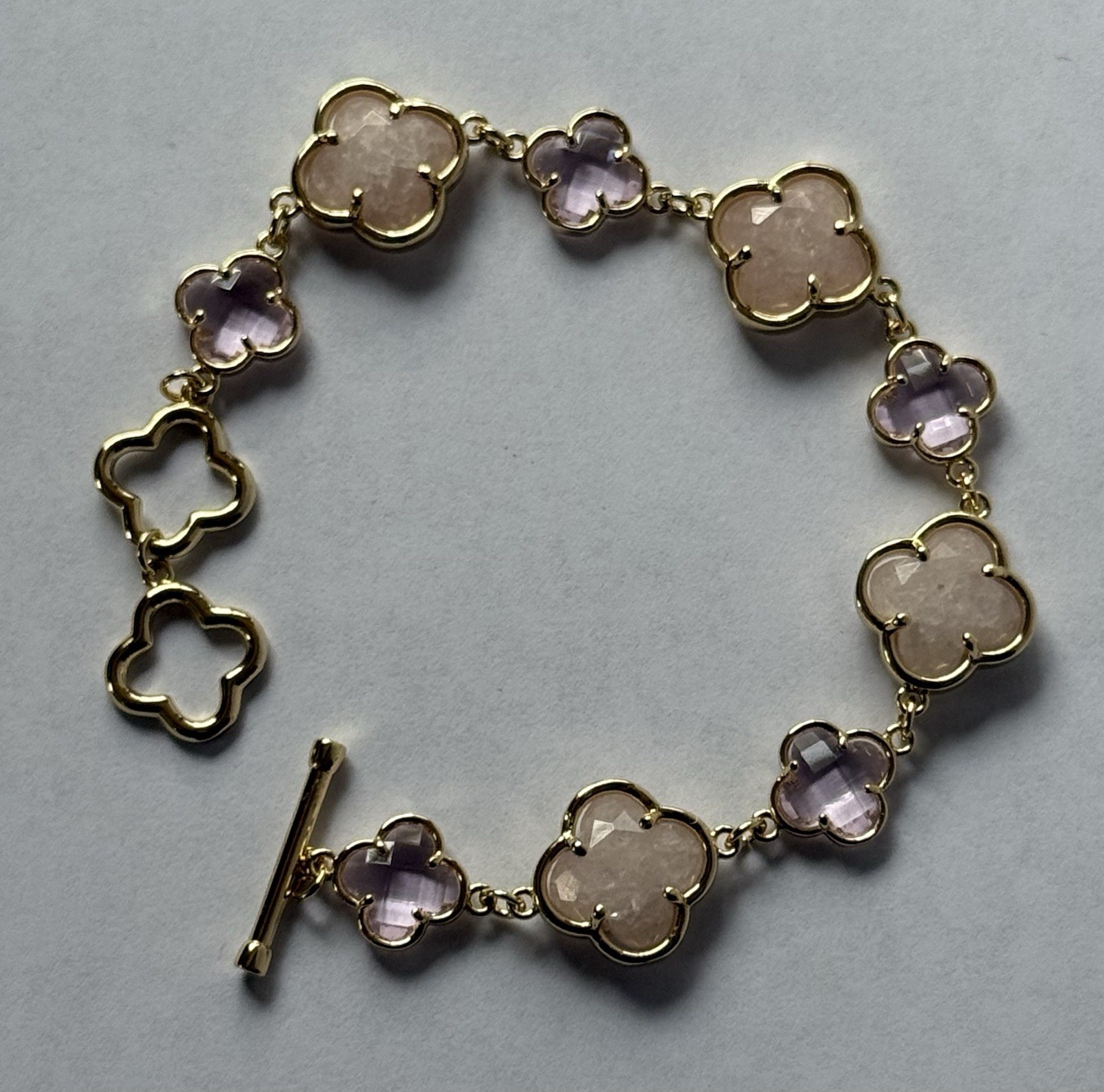 Eyecandy Los Angeles Pink Clover Brass Double-Sided Bracelet New