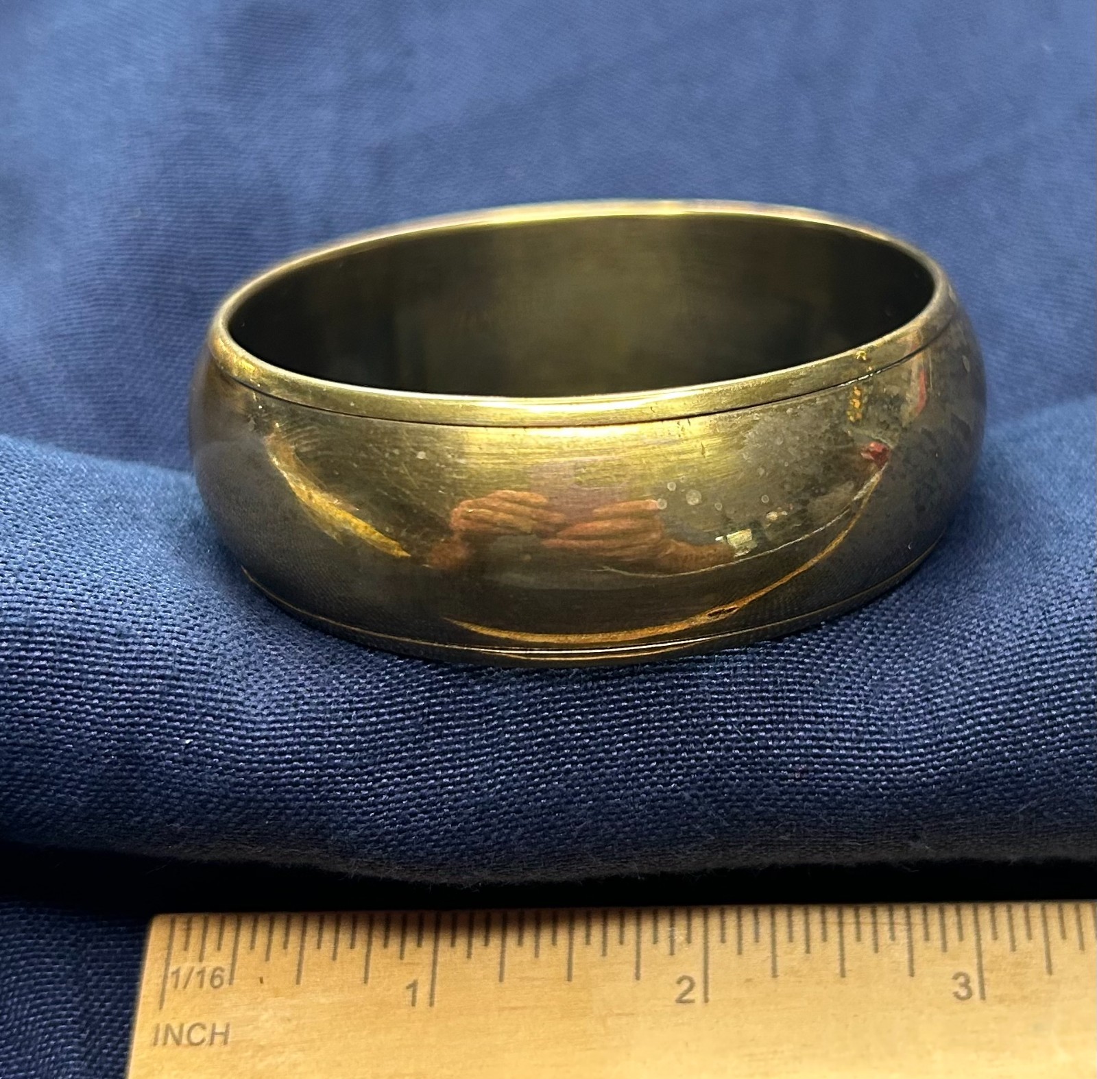 Bracelet Solid Brass Colored Bangle Gold Plated 2 5/8 Inch Length