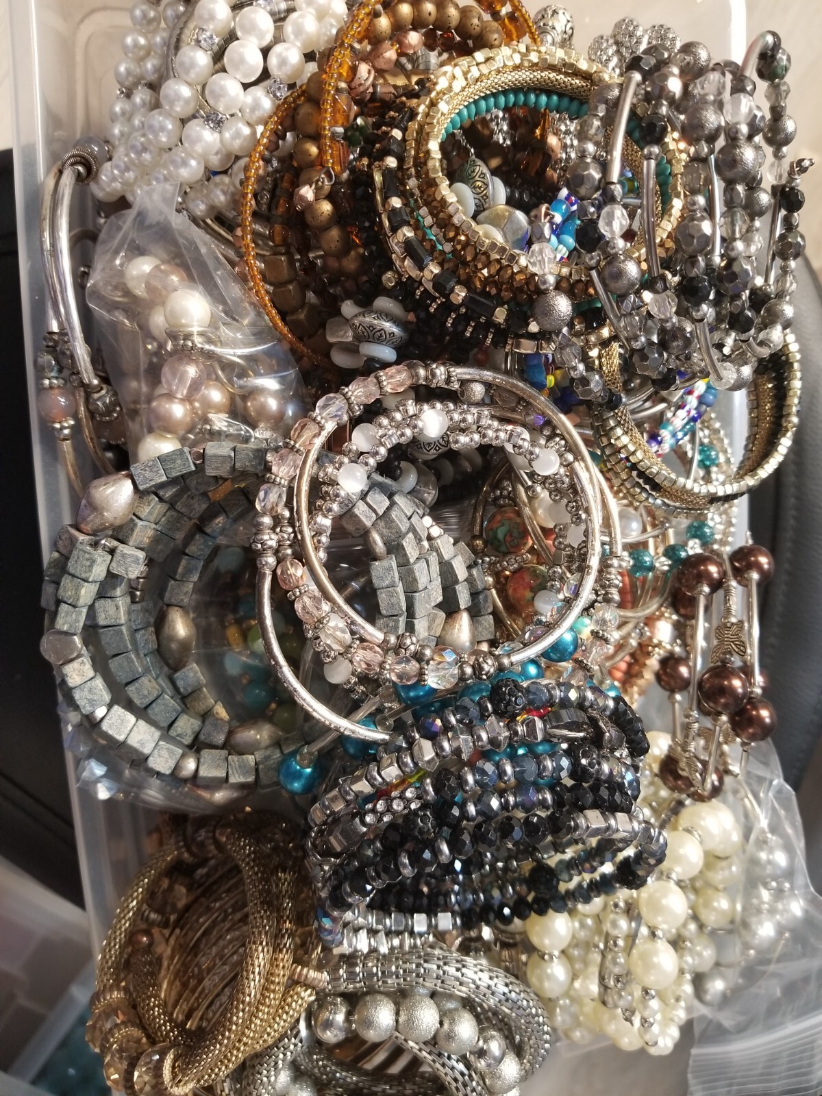 Lot Random Mix Bracelets rhinestone cuff stretch enamel Wrap Bead Gold silver Pl