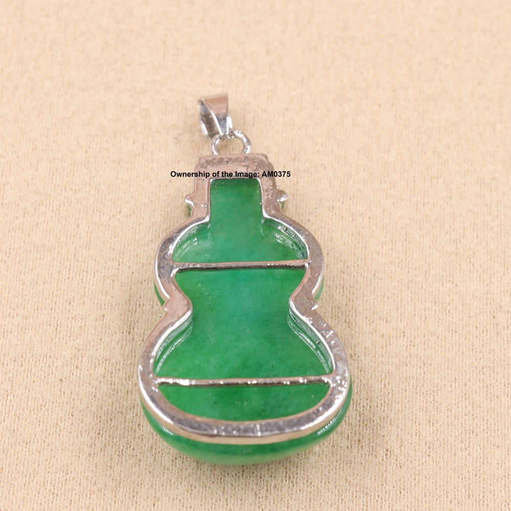 NEW White Alloy Heating Jade Pendant For Women Men Green Jade Gourd Pendant