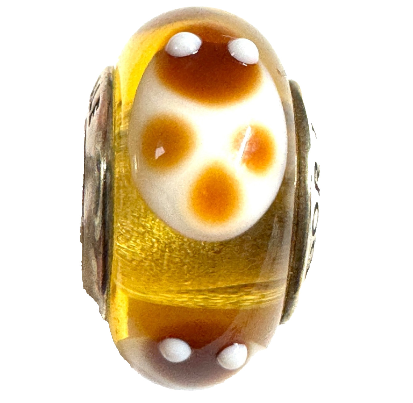 PANDORA Retired Sterling Silver Murano Glass Gold Ladybugs Bead – 790650