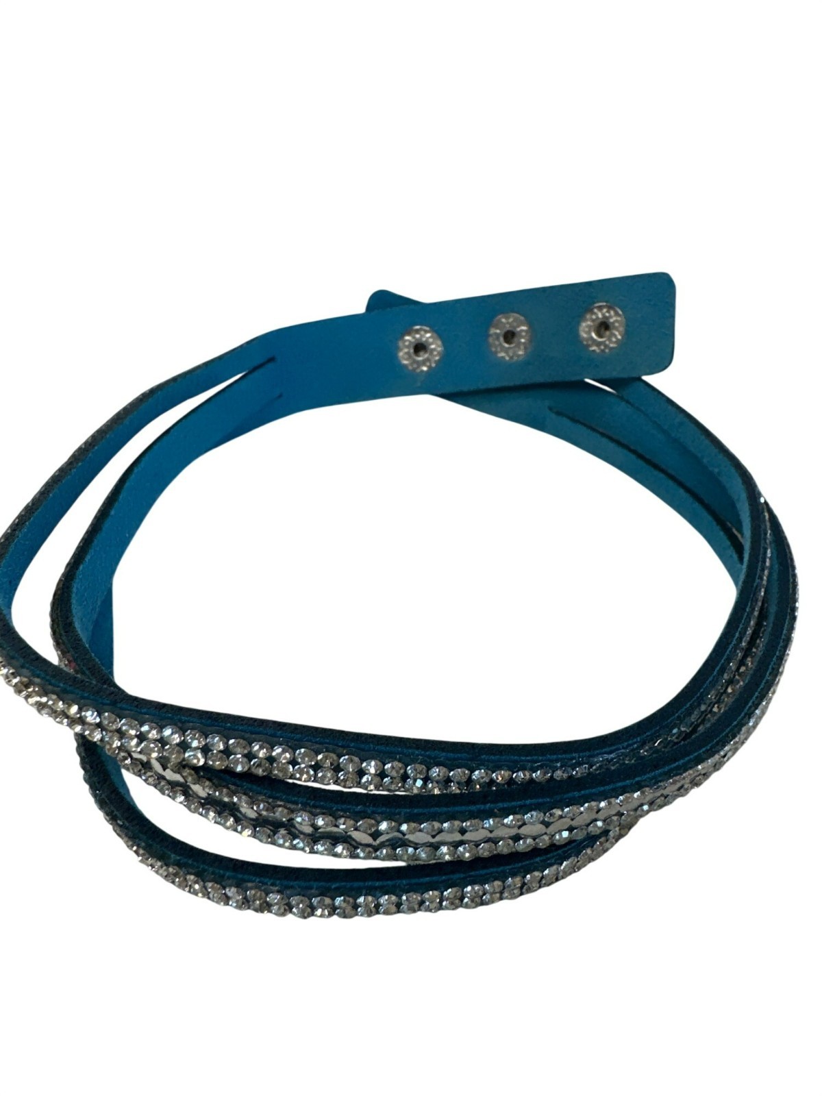Blue Choker Necklace Rhinestones & Snap Closure Adjustable Goth Sparkly