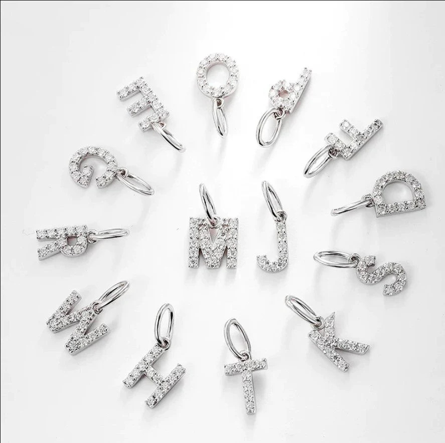 Genuine Moissanite Initial Pendants set in solid Sterling Silver