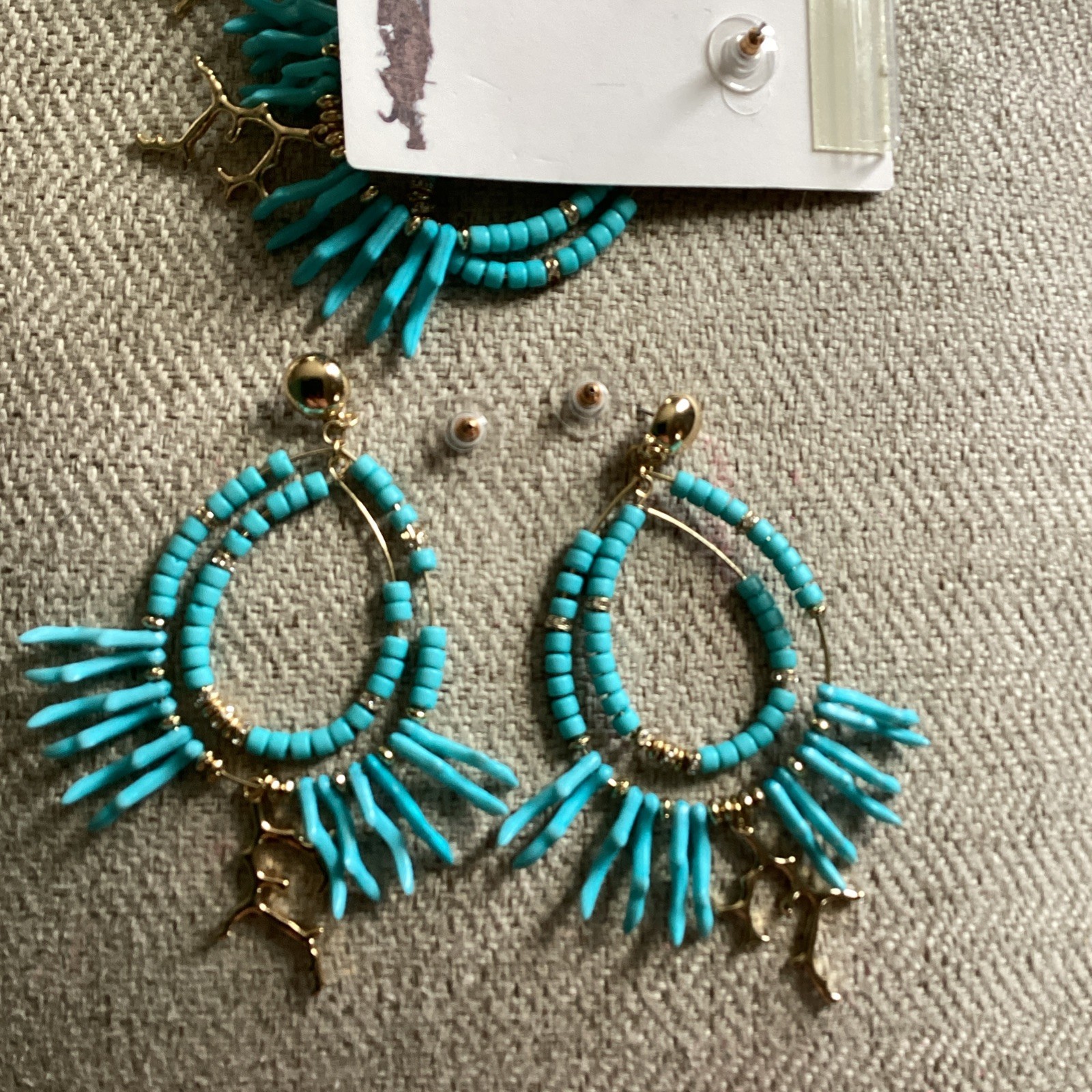 Lilly Pulitzer Light Aqua Island Calypso Beaded Earrings New