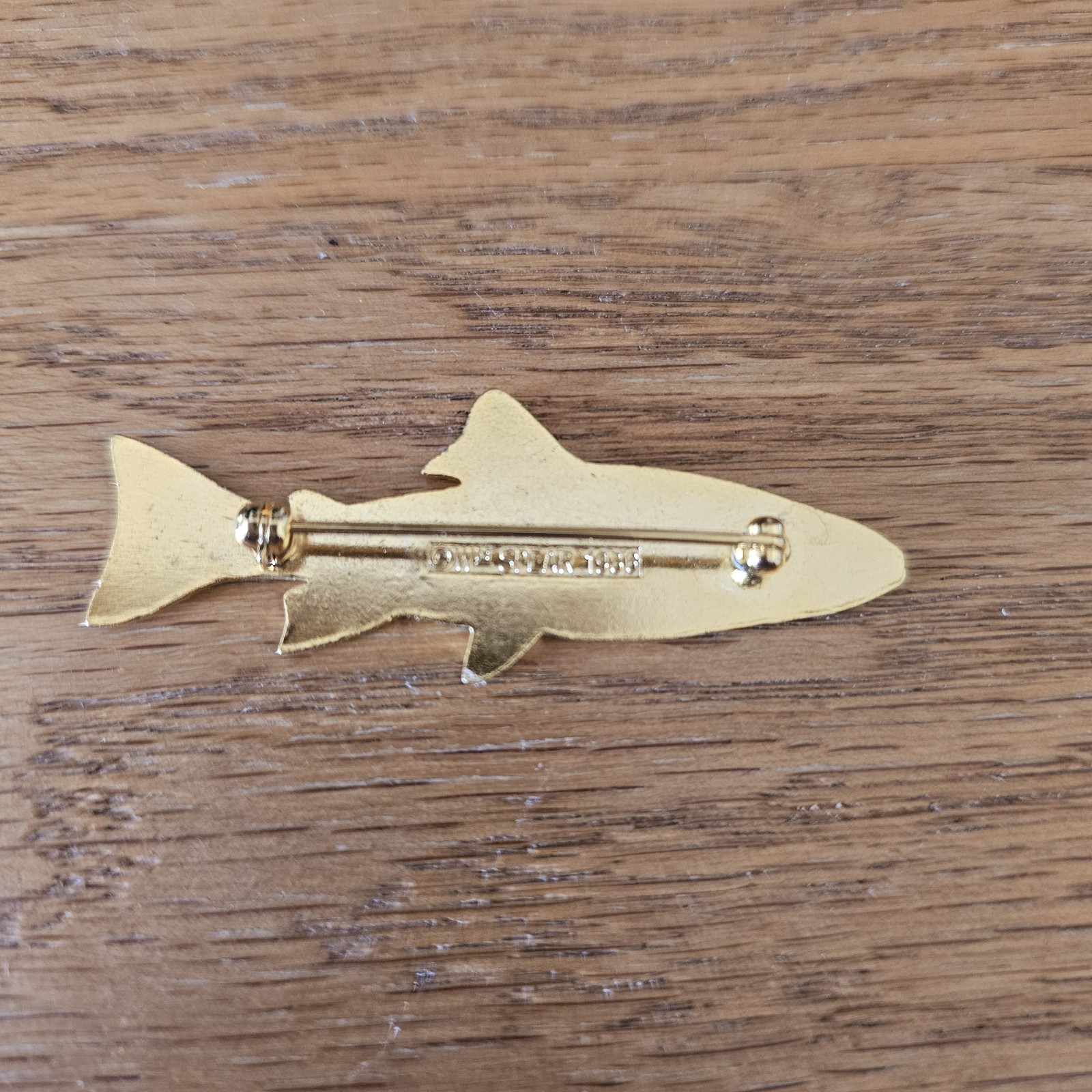 Trout Enamel Metal Pin Brooch Gold Green Red 2 3/8 in