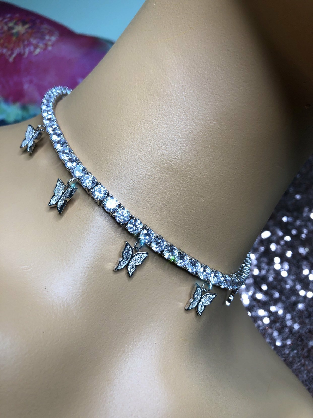 2 piece SET cuban butterfly tennis choker