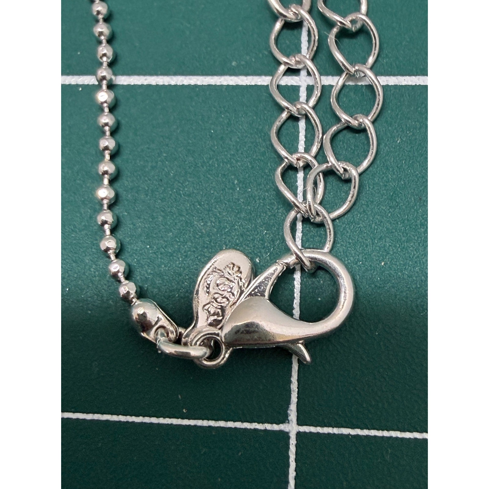 Silver Tone Rhinestone Gothic Cross Pendant Necklace Ball Chain Adjustable 21in