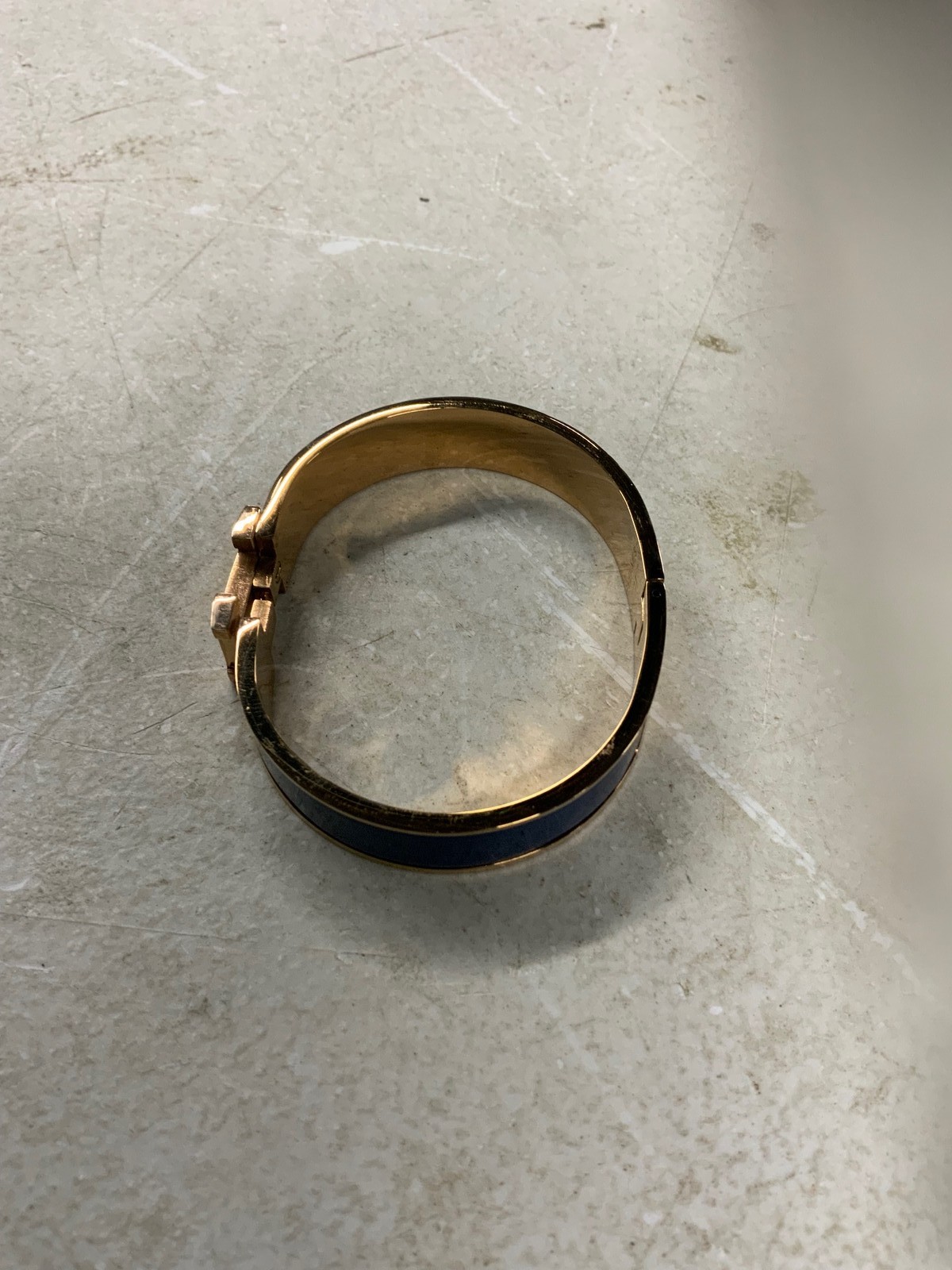 Hermes Clic H Bangle Bracelet Gold And Blue Color Jewelry Accessory
