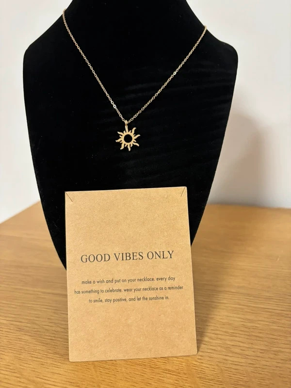 Good Vibes Only Gold Dipped Necklace With 45cm Chain + 5cm extension