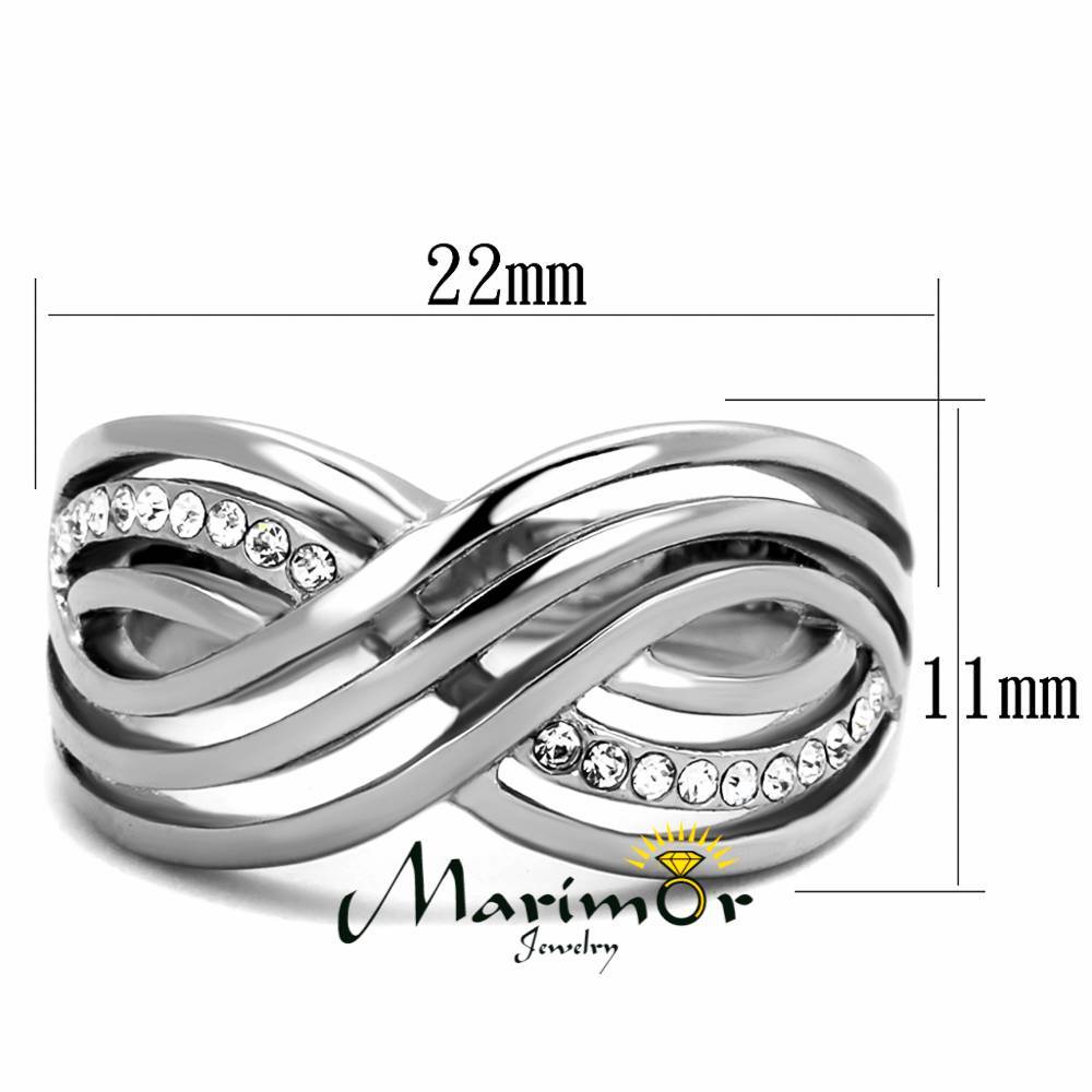 Women’s Round Cut Crystal Stainless Steel Anniversary/infinity Ring Band Sz 5-10