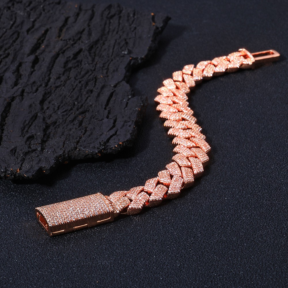 15mm Hip Hop Miami Cuban Chain Necklace Bracelet Jewelry Set 18k Gold Plated
