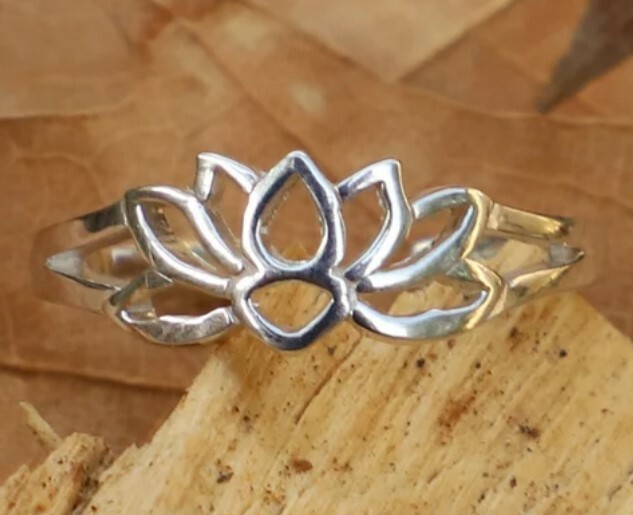 Women’s Fine Solid Metal Adjustable Lotus Toe Ring 14k White Gold Plated Silver