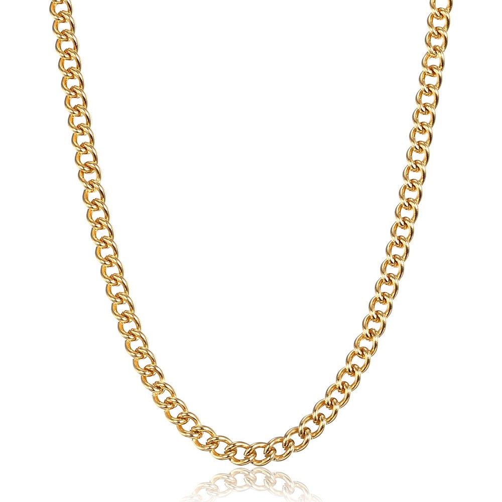 Gold Plated Stainless Steel Rolo Cable Link Chain Necklace Jewelry Summer Gift