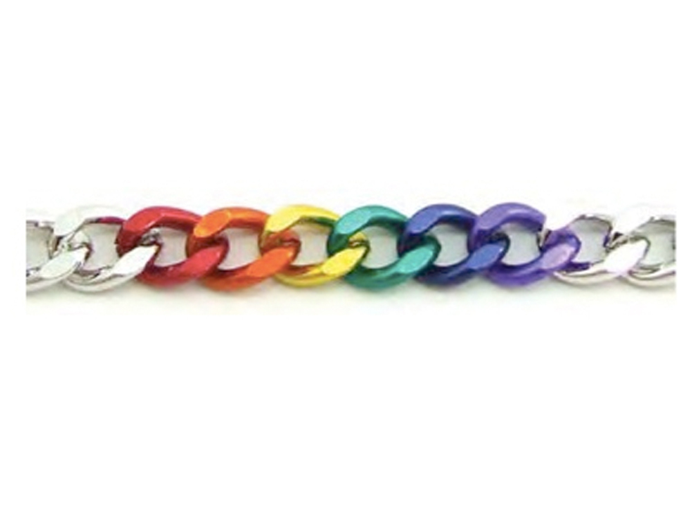 Pride Shack – Thin Rainbow Steel 8″ Linkage Bracelet – LGBT Gay & Lesbian Pride