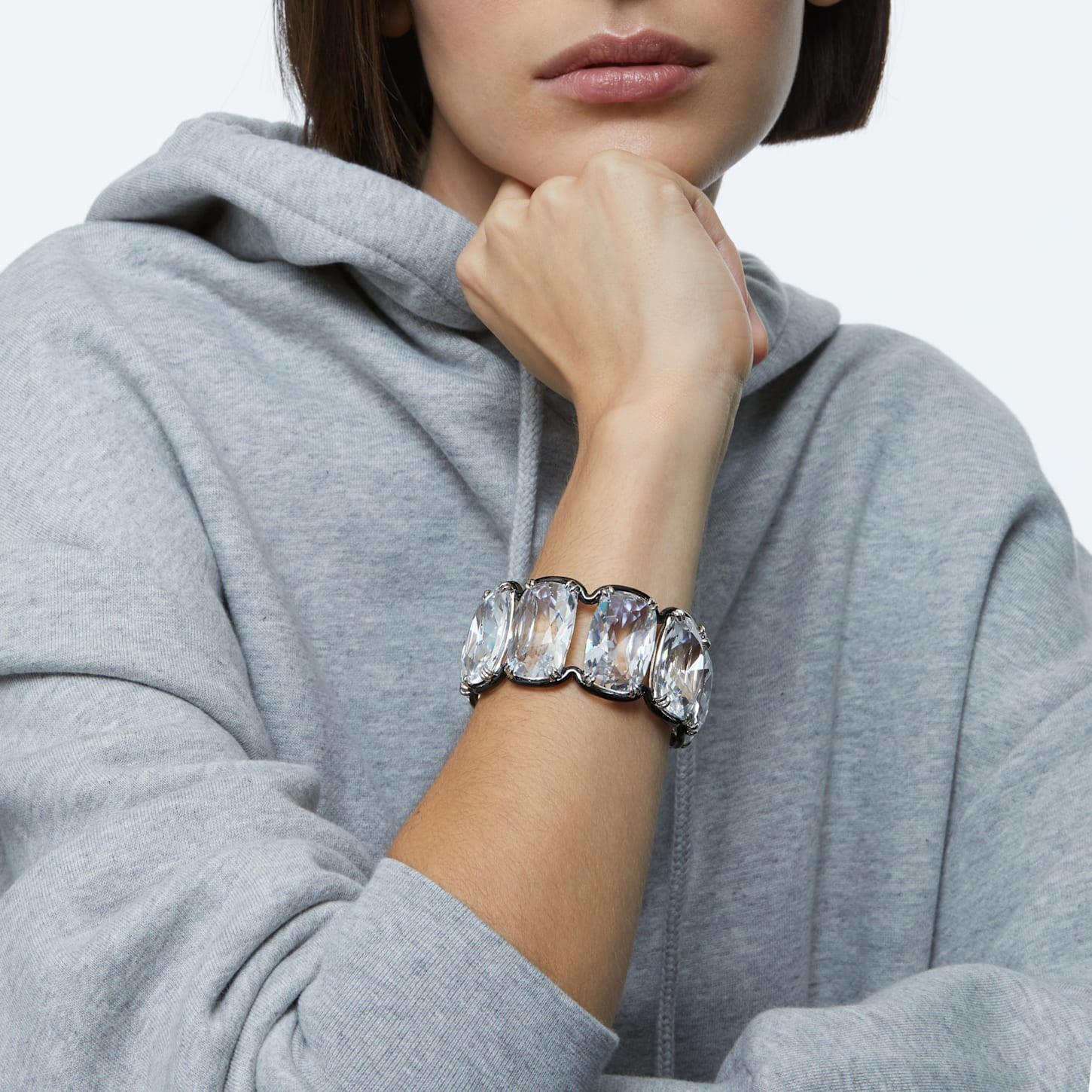 NIB AUTH SWAROVSKI Harmonia Cuff Bracelet, Oversized Crystals, 5609663, 5600039