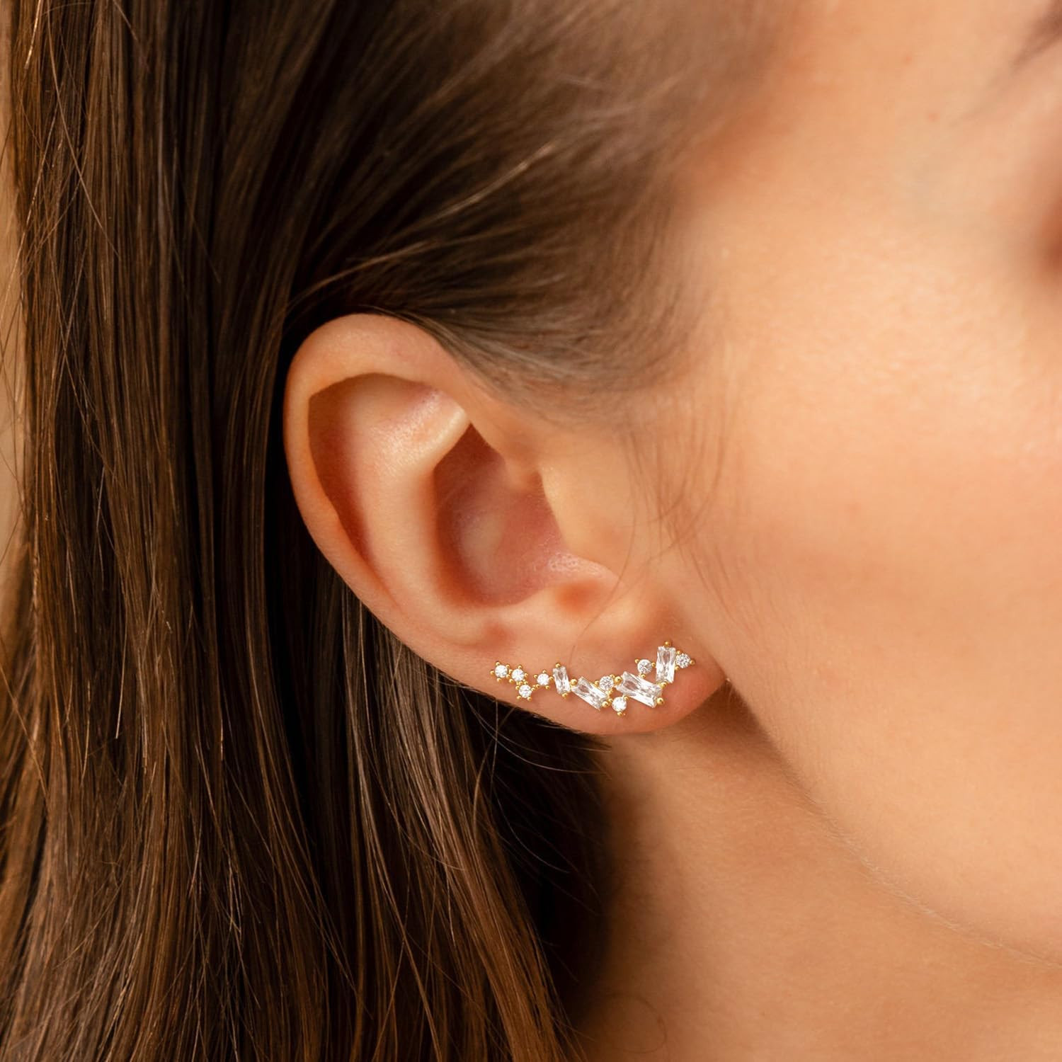 Star 14K Gold Plated Ear Cuff Earrings for Women Non Piercing, Dainty Silver Pla