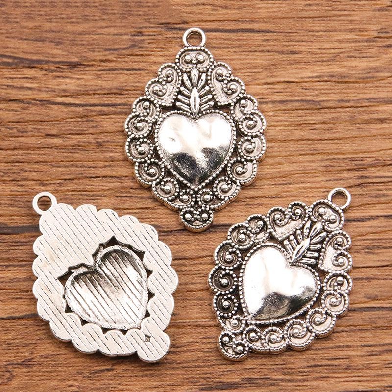 6/15PCS Silver Tone Gothic Heart Necklace Pendant Charm HYS21